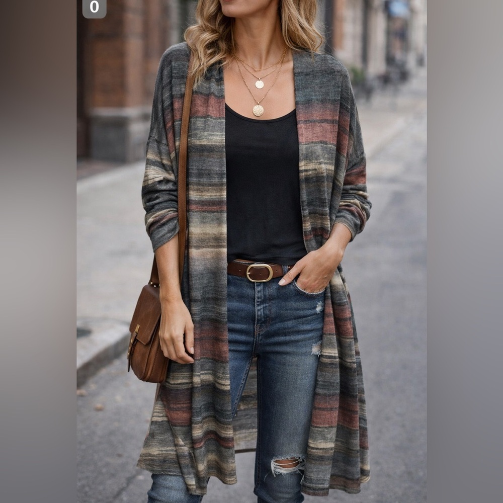 Ginger G Multicolor Striped Cardigan. Medium